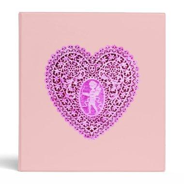 CUPID LACE HEART , pink Binder