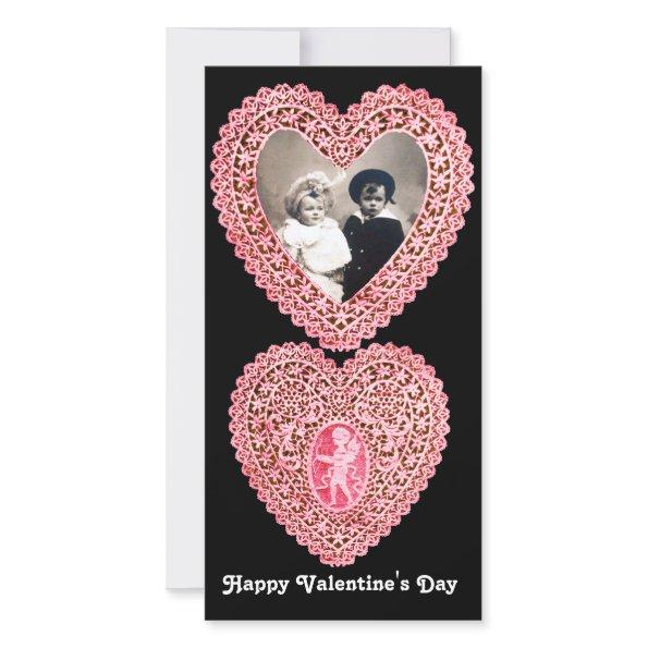 CUPID LACE HEART , pink red black Holiday