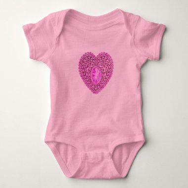 CUPID LACE HEART, Pink Violet Baby Bodysuit
