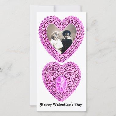 CUPID LACE HEART , Pink White Holiday Invitations