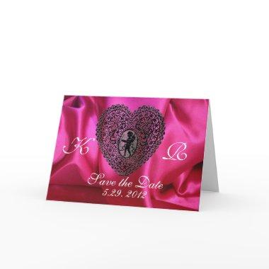 CUPID LACE HEART SILK FUCHSIA CLOTH , Pink Black Holiday