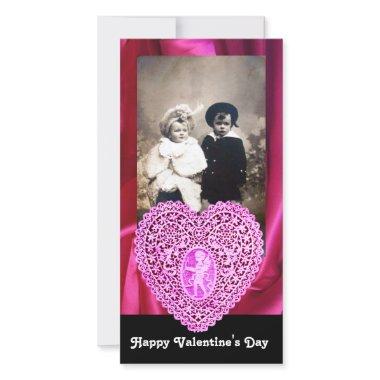 CUPID LACE HEART SILK FUCHSIA CLOTH , pink black Holiday