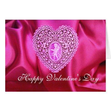 CUPID LACE HEART SILK FUCHSIA CLOTH, Pink Violet