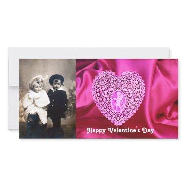 CUPID LACE HEART SILK FUCHSIA CLOTH , Pink Violet Holiday