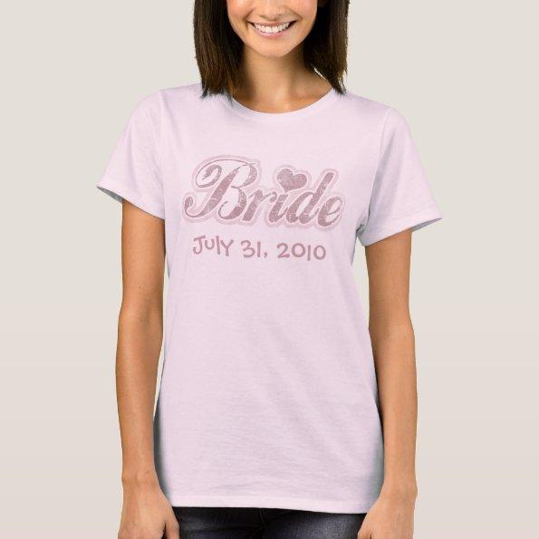 Cursive Bride Pink Melange Ringer T-Shirt