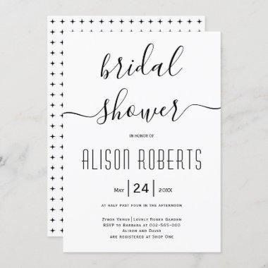 Cursive script calligraphy wedding bridal shower Invitations