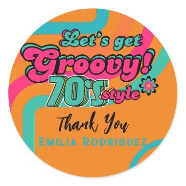 Custom 70's Retro Disco Birthday Boogie Groovy Classic Round Sticker