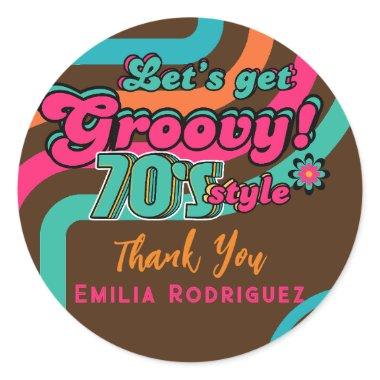 Custom 70's Retro Disco Birthday Boogie Groovy Classic Round Sticker