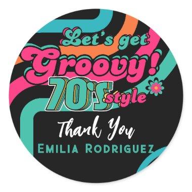 Custom 70's Retro Disco Birthday Boogie Groovy Classic Round Sticker