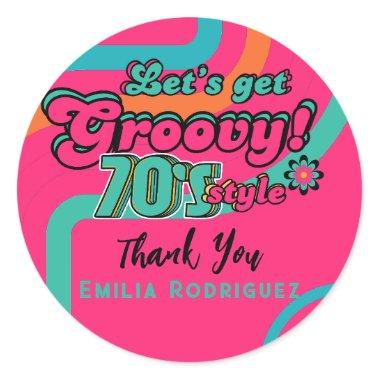 Custom 70's Retro Disco Birthday Boogie Groovy Classic Round Sticker