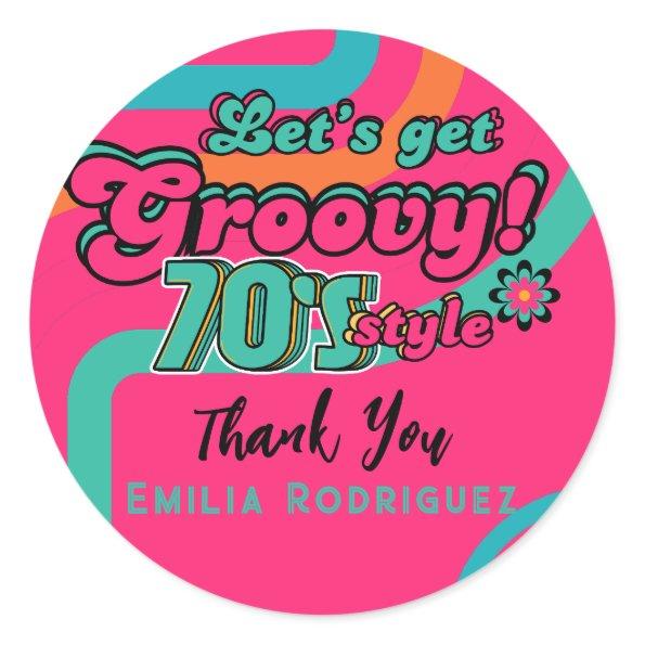 Custom 70's Retro Disco Birthday Boogie Groovy Classic Round Sticker