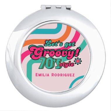 Custom 70's Retro Disco Birthday Boogie Groovy Compact Mirror