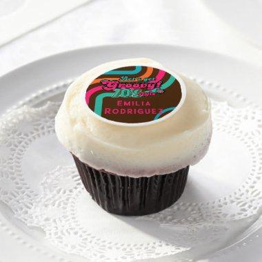 Custom 70's Retro Disco Birthday Boogie Groovy Edible Frosting Rounds