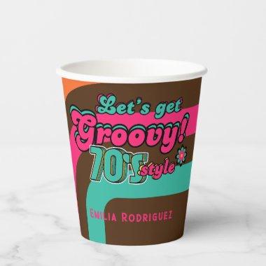 Custom 70's Retro Disco Birthday Boogie Groovy Paper Cups