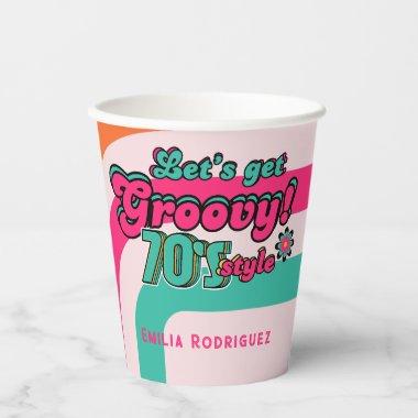 Custom 70's Retro Disco Birthday Boogie Groovy Paper Cups