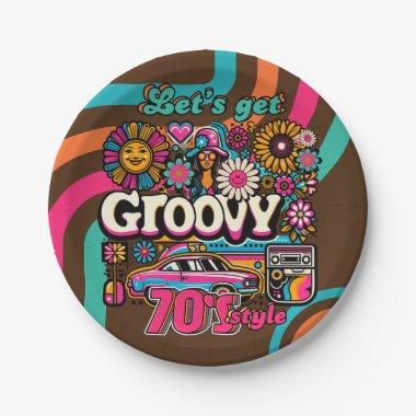 Custom 70's Retro Disco Birthday Boogie Groovy Paper Plates