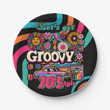 Custom 70's Retro Disco Birthday Boogie Groovy Paper Plates