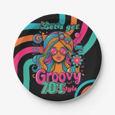 Custom 70's Retro Disco Birthday Boogie Groovy Paper Plates