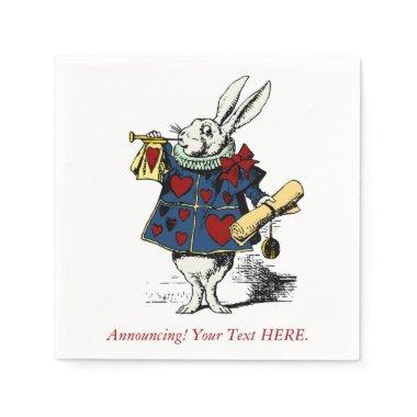 Custom Announcement Alice in Wonderland Rabbit Paper Napkins