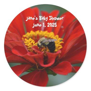 Custom Baby Shower Red Gerbera Daisy Sticker