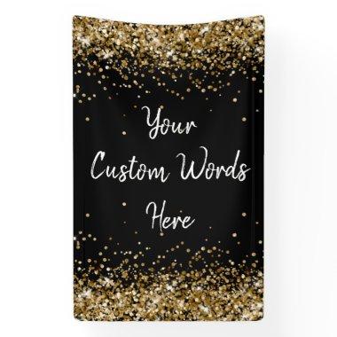 Custom Backdrop Birthday Party Photo Black & Gold Banner