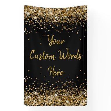 Custom Backdrop Birthday Party Photo Black & Gold Banner