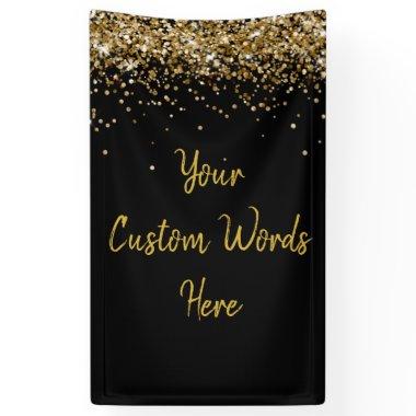 Custom Backdrop Birthday Party Photo Black & Gold Banner