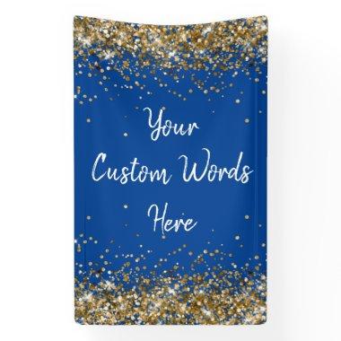 Custom Backdrop Birthday Party Photo Blue and Gold Banner
