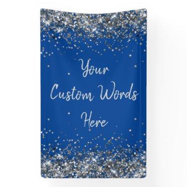 Custom Backdrop Birthday Party Photo Blue & Silver Banner