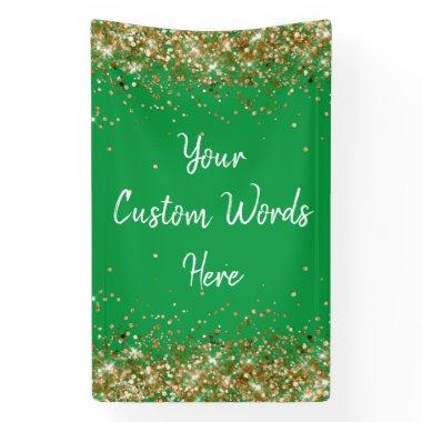 Custom Backdrop Birthday Party Photo Green & Gold Banner