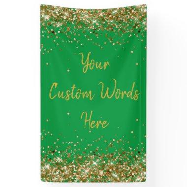 Custom Backdrop Birthday Party Photo Green & Gold Banner