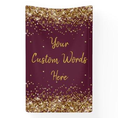 Custom Backdrop Birthday Party Photo Maroon & Gold Banner