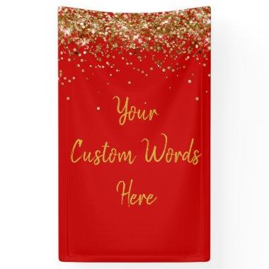 Custom Backdrop Birthday Party Photo Prop Red Gold Banner