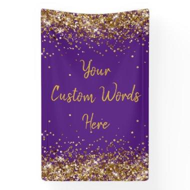 Custom Backdrop Birthday Party Photo Purple & Gold Banner