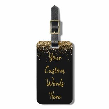 Custom Birthday Party Gift Personalized Black Gold Luggage Tag