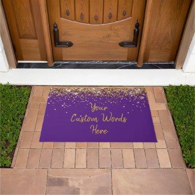 Custom Birthday Party Housewarming Purple and Gold Doormat