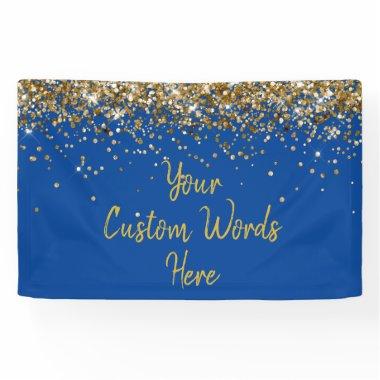 Custom Birthday Party Photo Booth Blue and Gold Banner