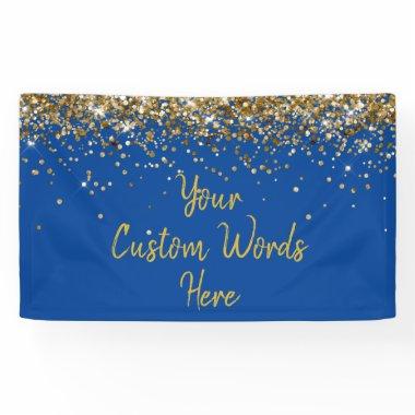 Custom Birthday Party Photo Booth Blue and Gold Banner