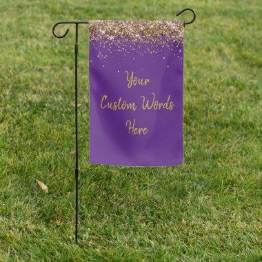Custom Birthday Party Purple Gold Outdoor Welcome Garden Flag