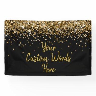 Custom Black and Gold Birthday Party Photo Booth Banner