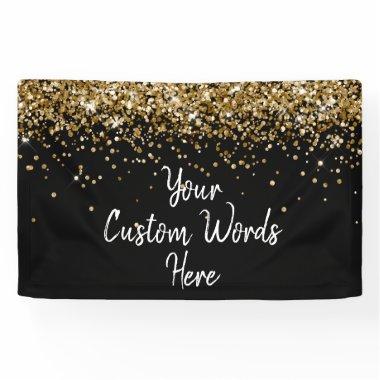 Custom Black and Gold Birthday Party Photo Booth Banner
