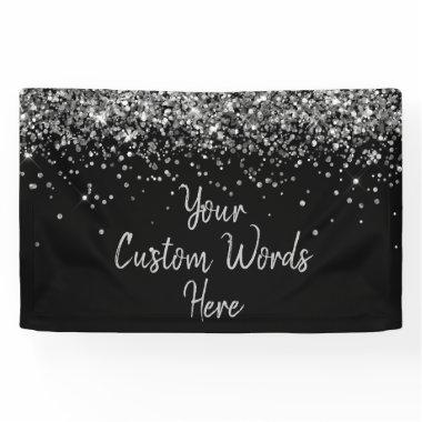 Custom Black and Silver Birthday Party Photo Booth Banner