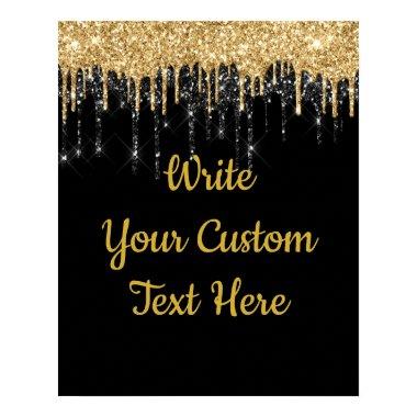 Custom Black Gold Glitter Birthday Photo Prop Poster