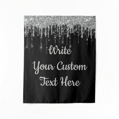 Custom Black Silver Wedding Backdrop Birthday Drop