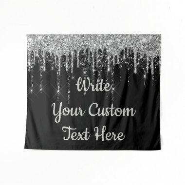 Custom Black Silver Wedding Backdrop Birthday Drop