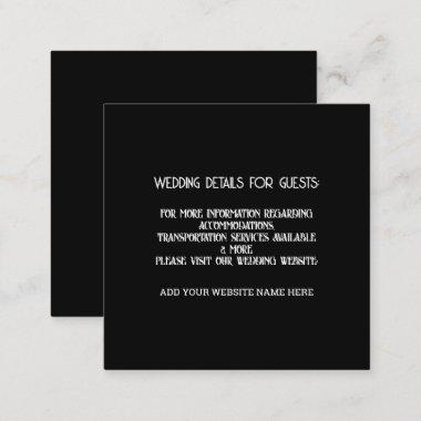 Custom Black White Wedding Details For Guests Enclosure Invitations