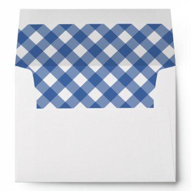 Custom Blue Gingham Checkered Return Address Envelope