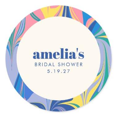 Custom Blue Swirl Fun Colorful  Party Classic Round Sticker