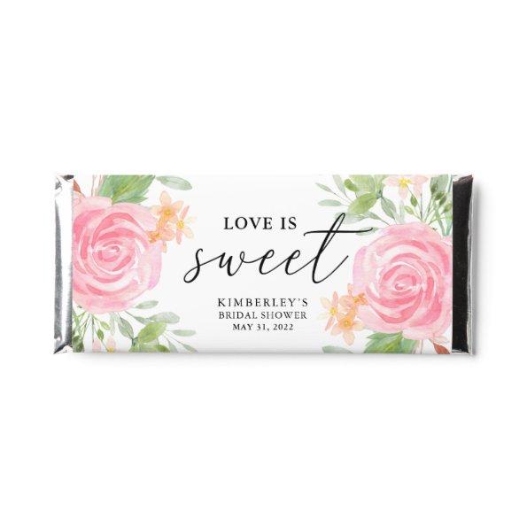 Custom Blush Floral Love is Sweet  Hershey Bar Favors