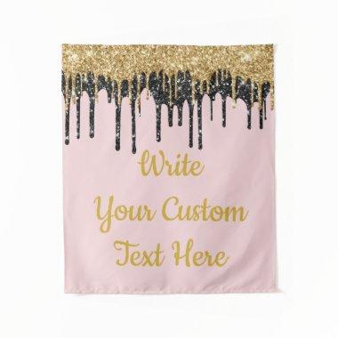 Custom Blush Pink Gold Glitter Birthday Backdrop
